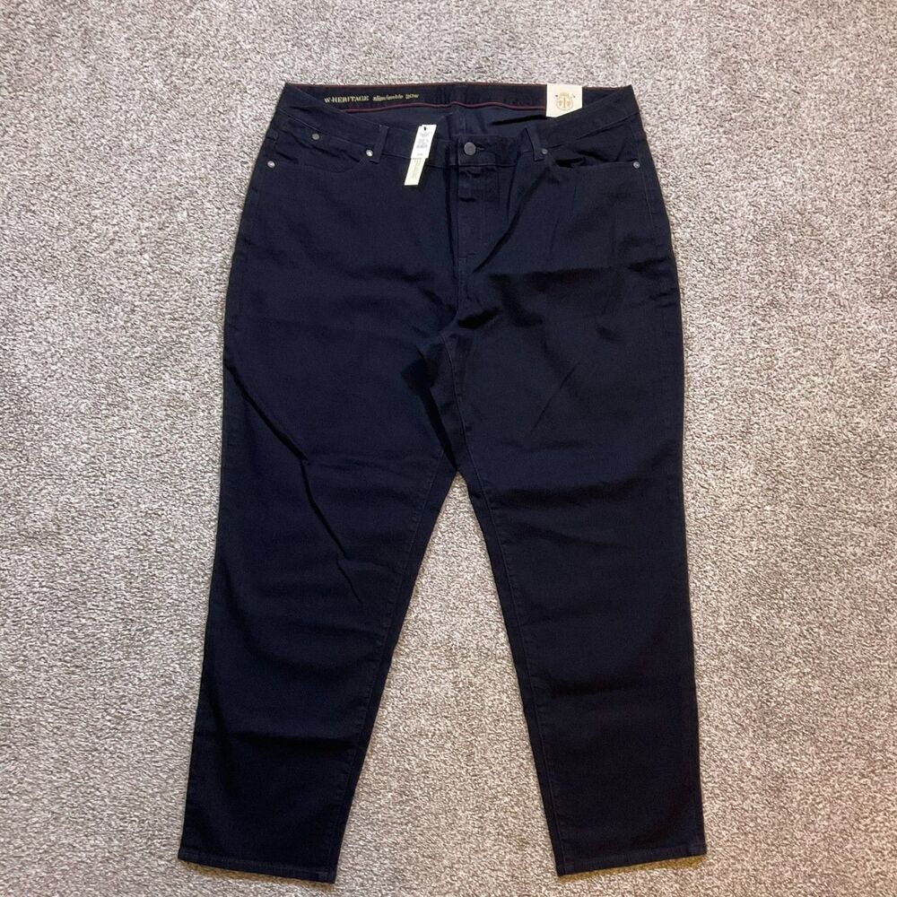 New Talbots W-Heritage Slim Ankle Jeans Black Stretch Denim‎ Size 20W NWT